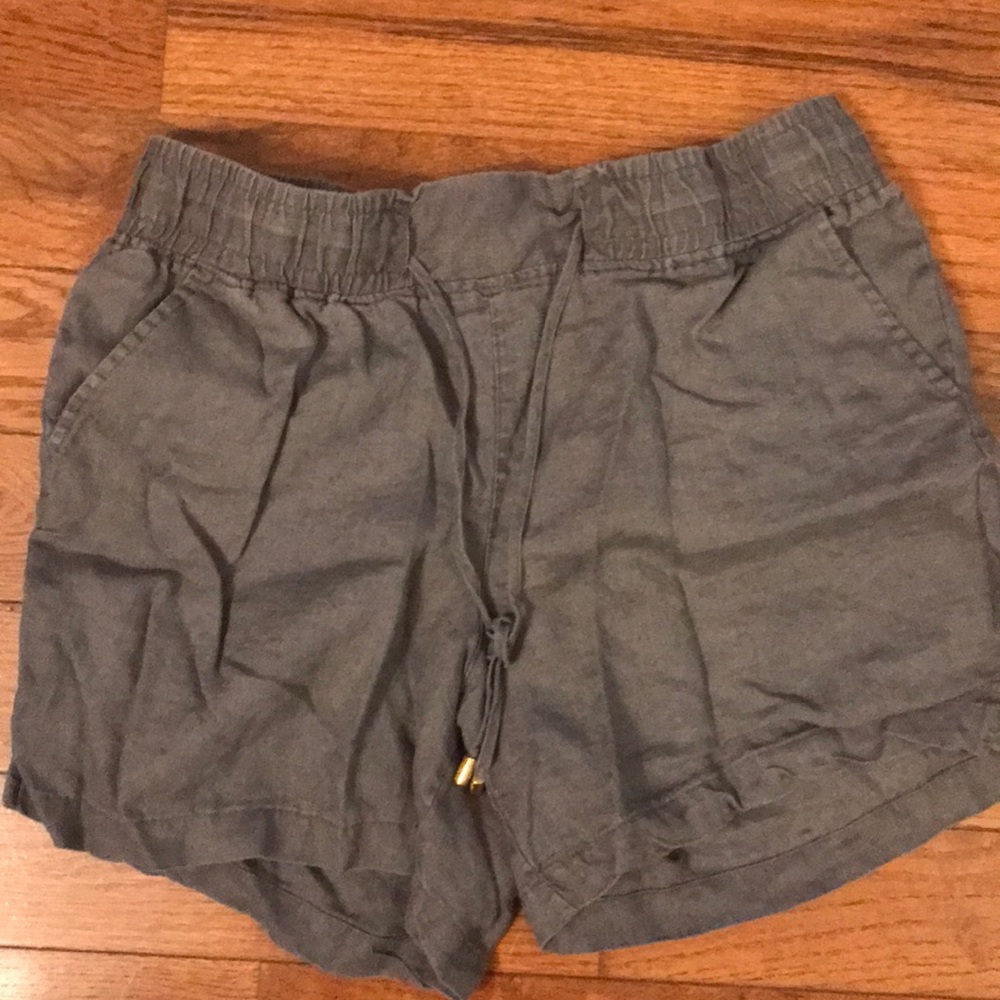 Grey linen drawstring shorts